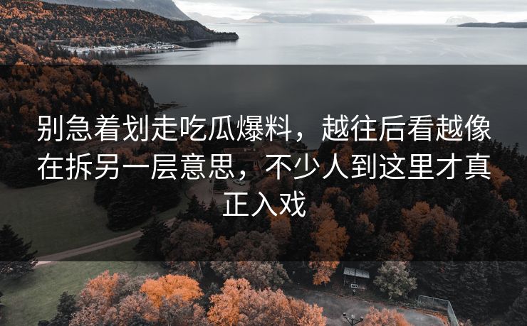 别急着划走吃瓜爆料，越往后看越像在拆另一层意思，不少人到这里才真正入戏