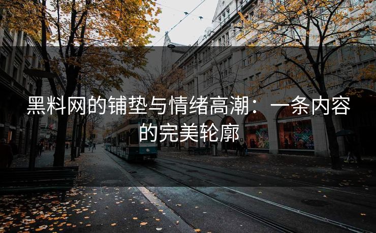 黑料网的铺垫与情绪高潮：一条内容的完美轮廓