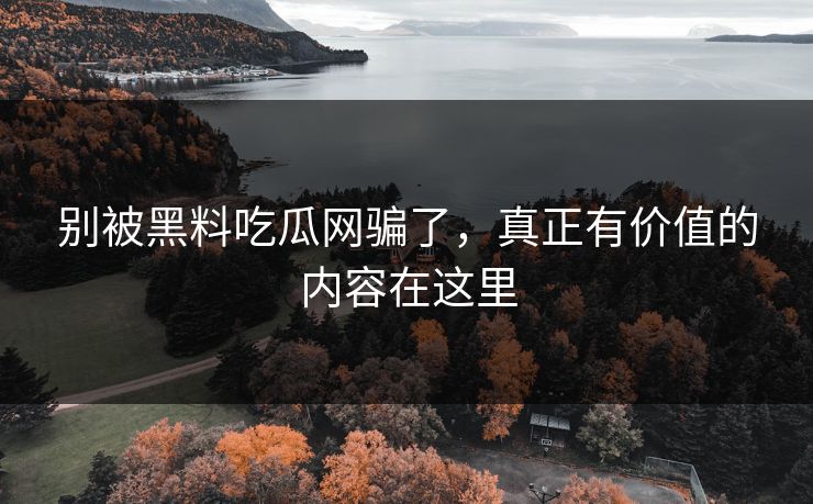 别被黑料吃瓜网骗了，真正有价值的内容在这里