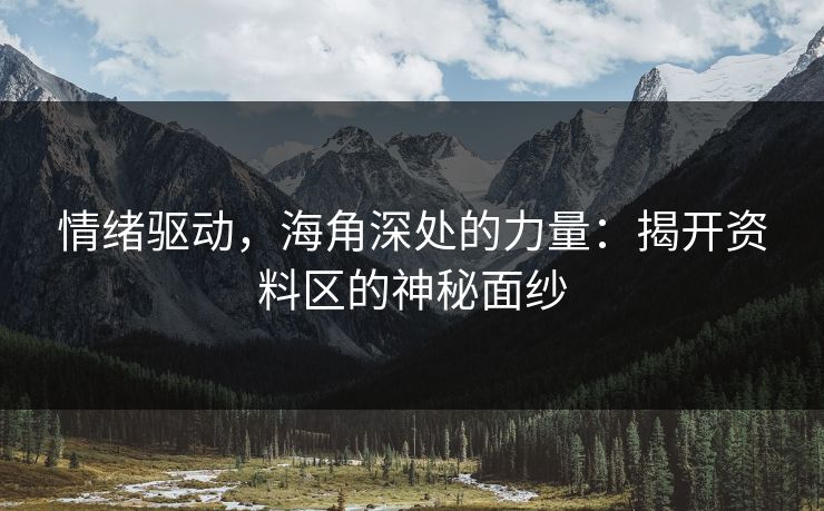 情绪驱动，海角深处的力量：揭开资料区的神秘面纱