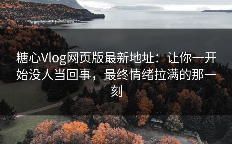 糖心Vlog网页版最新地址：让你一开始没人当回事，最终情绪拉满的那一刻