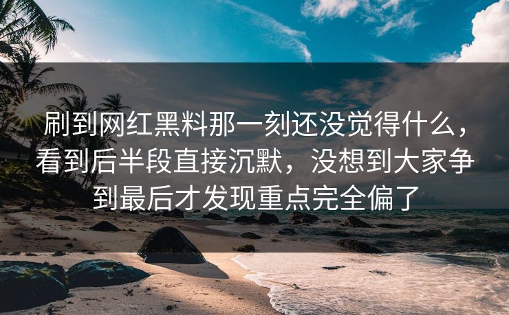 刷到网红黑料那一刻还没觉得什么，看到后半段直接沉默，没想到大家争到最后才发现重点完全偏了