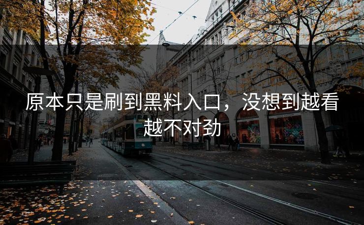原本只是刷到黑料入口，没想到越看越不对劲